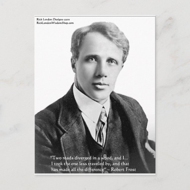 Cartão Postal Citação de Robert Frost "Caminho Percorrido" em Ca (Frente)