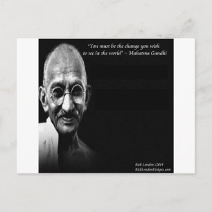 Cartão Postal Citação de Sabedoria de Gandhi Seja a Mudança