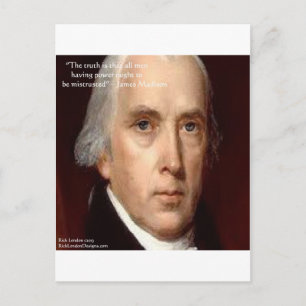 Cartão Postal Citação de Sabedoria de James Madison "Desconfie d