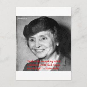 Cartão Postal Citação de Sabedoria "Fé/Força" de Helen Keller