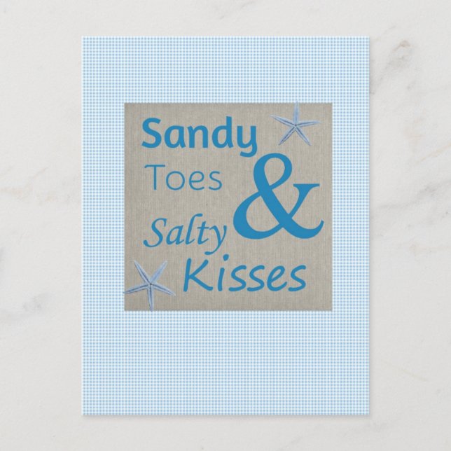 Cartão Postal Citação de Sandy Toes e Salty Kisses Beach Life (Frente)