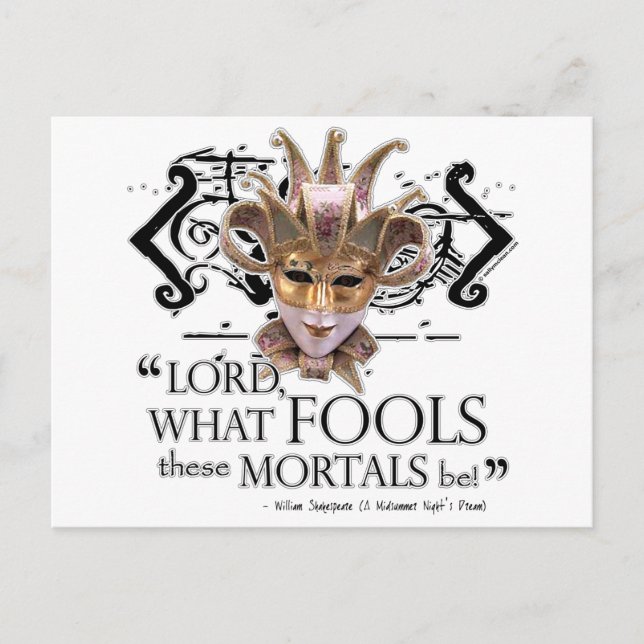 Cartão Postal Citação de Sonho de uma Noite de Verão (Frente)