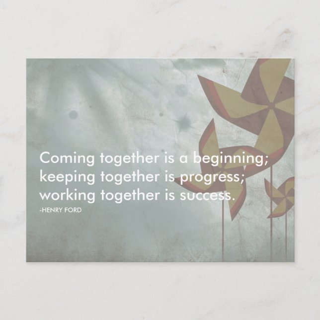 Cartão Postal citação de sucesso de henry ford (Frente)