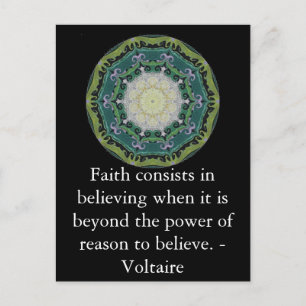 Cartão Postal Citação de Voltaire sobre FAITH