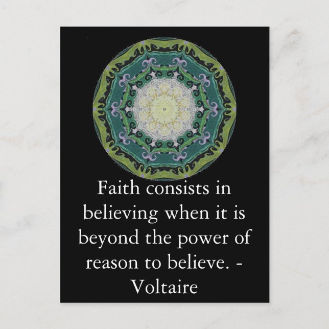 Cartão Postal Citação de Voltaire sobre FAITH (Frente)