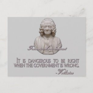Cartão Postal Citação de Voltaire sobre o Governo incorreto