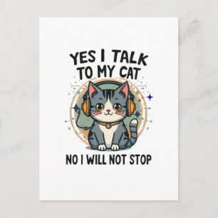 Cartão Postal Citação Divertida de Gato Amante Introvertido - Hu