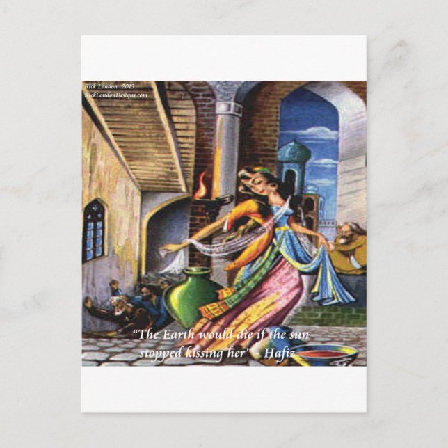 Cartão Postal Citação do Amor entre Hafiz (Sol e Terra) (Frente)