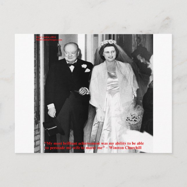 Cartão Postal Citação do Casamento Churchill e Famosos (Frente)