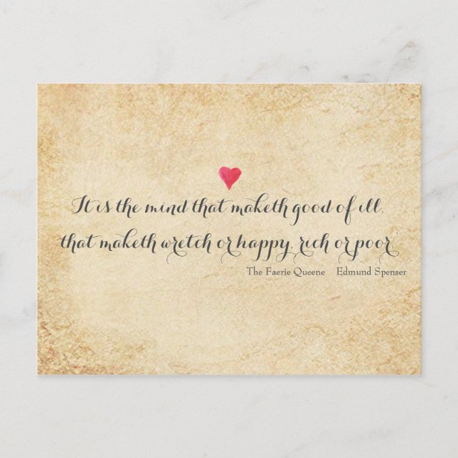 Cartão Postal Citação do poema Edmund Spenser (Frente)