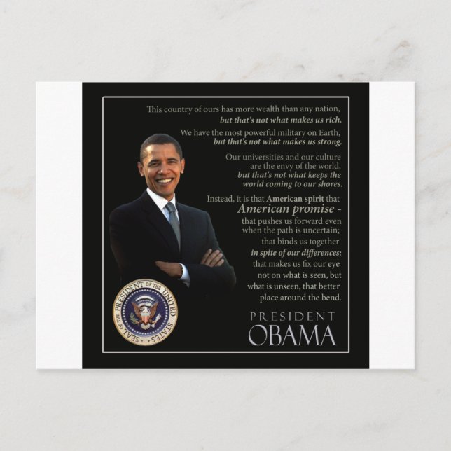 Cartão Postal Citação do Presidente Obama (Frente)