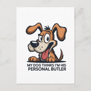 Cartão Postal Citação engraçada de cachorro mordomo desenho anim