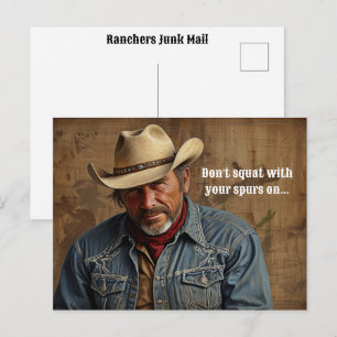 Cartão Postal Citação Engraçada de Cowboy Fazendeiro Rancher Cou
