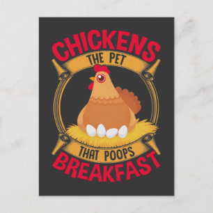 Cartão Postal Citação Engraçada de Frango Café da Manhã Fezes Fa