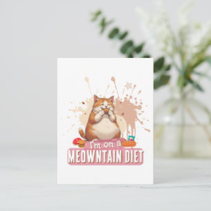 Cartão Postal Citação engraçada de gato pun, comida de gato fofo
