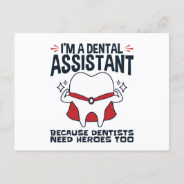 Cartão Postal Citação engraçada de heróis de assistente dentário