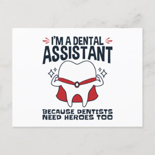 Cartão Postal Citação engraçada de heróis de assistente dentário