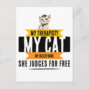 Cartão Postal Citação engraçada de terapeuta de gato humor para 