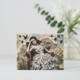 Cartão Postal Citação Engraçada Mulher Vintage em um Vestido de