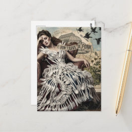 Cartão Postal Citação Engraçada Mulher Vintage em um Vestido de