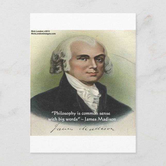 Cartão Postal Citação "Filosofia/Senso Comum" de James Madison (Frente)