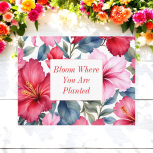 Cartão Postal Citação Floral Inspiradora Rosa Vermelho 