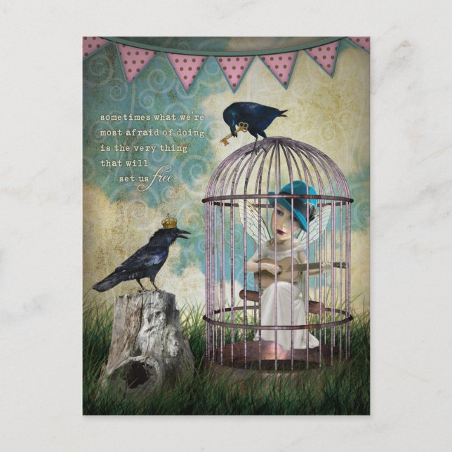 Cartão Postal Citação Inspiracional Medo e Liberdade (Frente)