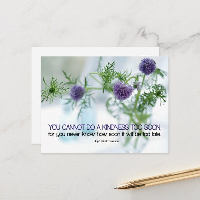 Cartão Postal Citação Inspiradora de Ralph Waldo Emerson "Bondad (Frente/Verso In Situ)