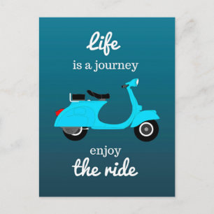 Cartão Postal Citação Inspiradora de Vida Azul Ombre