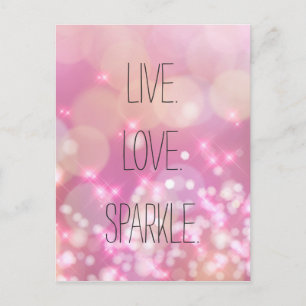 Cartão Postal Citação Inspiradora Rosa Rosa Brilhante de Amor
