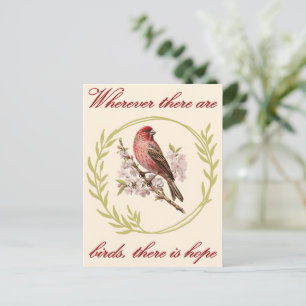 Cartão Postal Citação Inspirativa de Aves, Frota Floral de Aves