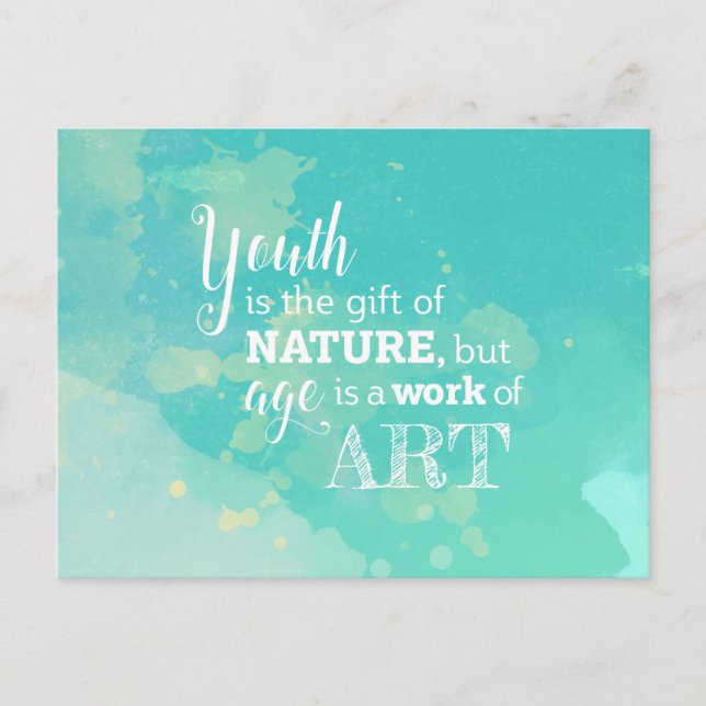 Cartão Postal Citação Inspirativa sobre Envelhecimento, Cotação (Frente)