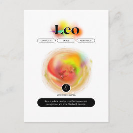 Cartão Postal Citação Moderna do Signo de Leão | Elemento Fogo