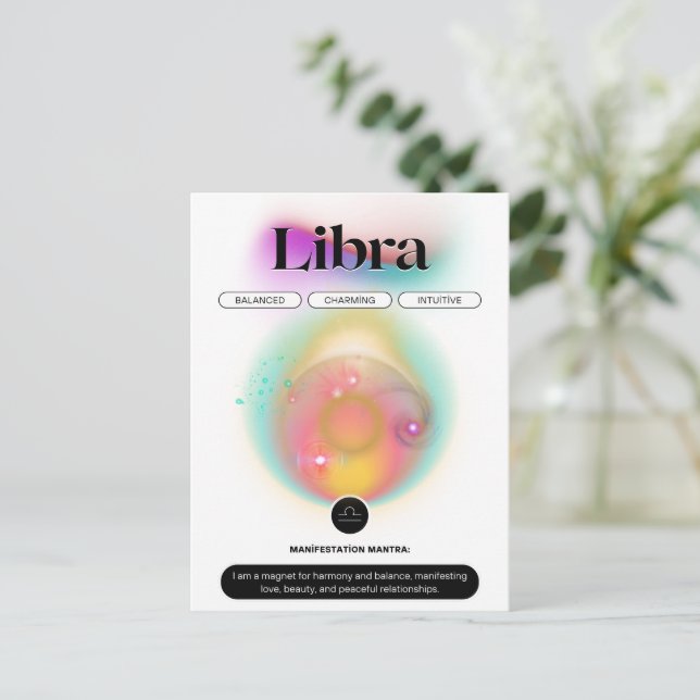 Cartão Postal Citação Moderna do Signo de Libra Elemento Ar (Em pé/Frente)