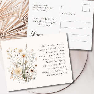 Cartão Postal Citação Motivacional Flores Silvestres Delicadas