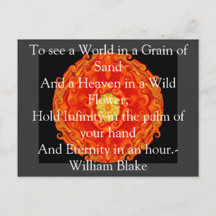 Cartão Postal citação "Mundo num Grão de Areia" de William Blake