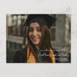 Cartão Postal Citação Simples de Agradecimento de Formatura em F