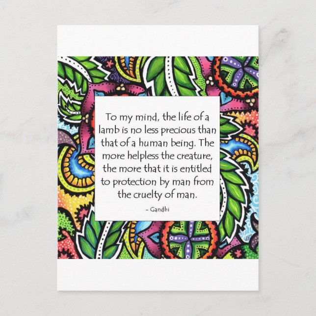 Cartão Postal Citações animais de Gandhi (Frente)