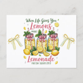 Cartão Postal Citações de Limão Suco de Limão Aquarela