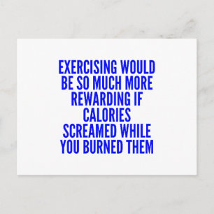 CARTÃO POSTAL CITAÇÕES MOTIVACIONAIS ENGRAÇADAS DE EXERCÍCIOS CA