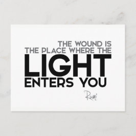 Cartão Postal CITAÇÕES: Rumi: A luz entra em você