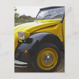 Cartão Postal Citroen 2CV 2, antigo preto e amarelo,