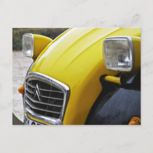 Cartão Postal Citroen 2CV 2, antigo preto e amarelo, detalhes