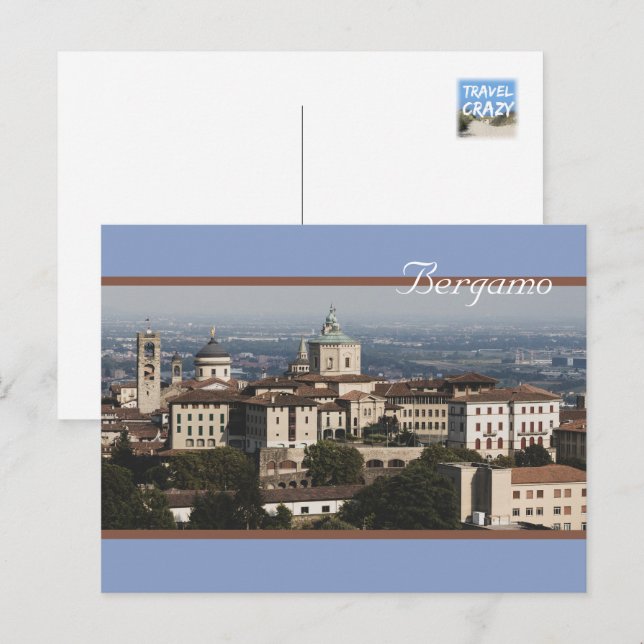Cartão Postal Città Alta Panorama, Bergamo, Itália (Frente/Verso)