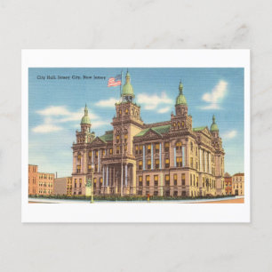 Cartão Postal City Hall em Jersey, Nova Jersey, Vintage