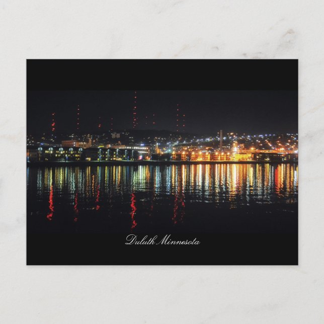 Cartão Postal City Lights Duluth Minnesota (Frente)
