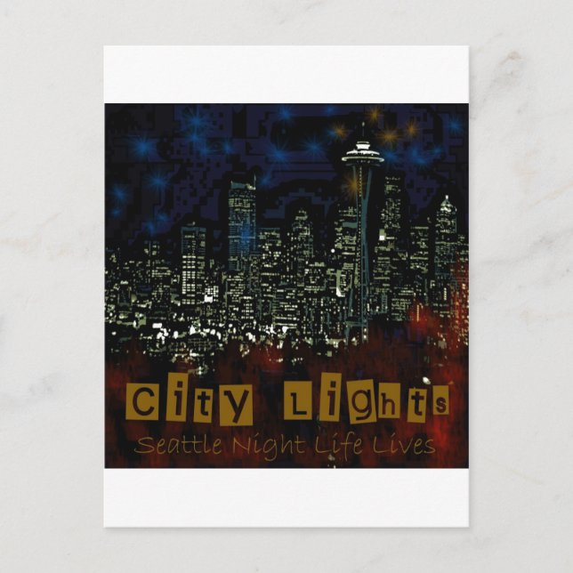 Cartão Postal City Lights Seattle (Frente)