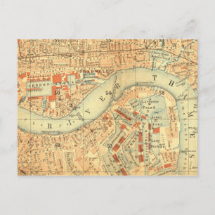 Cartão Postal City Slickers - Vintage Map London River Thames