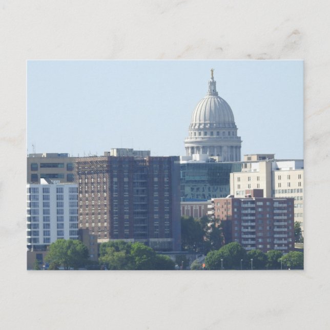 Cartão Postal City View e Capitol em Madison, Wisconsin (Frente)