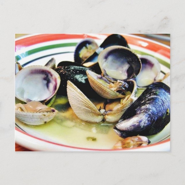 Cartão Postal Clams Muscles Shelfish Comida (Frente)